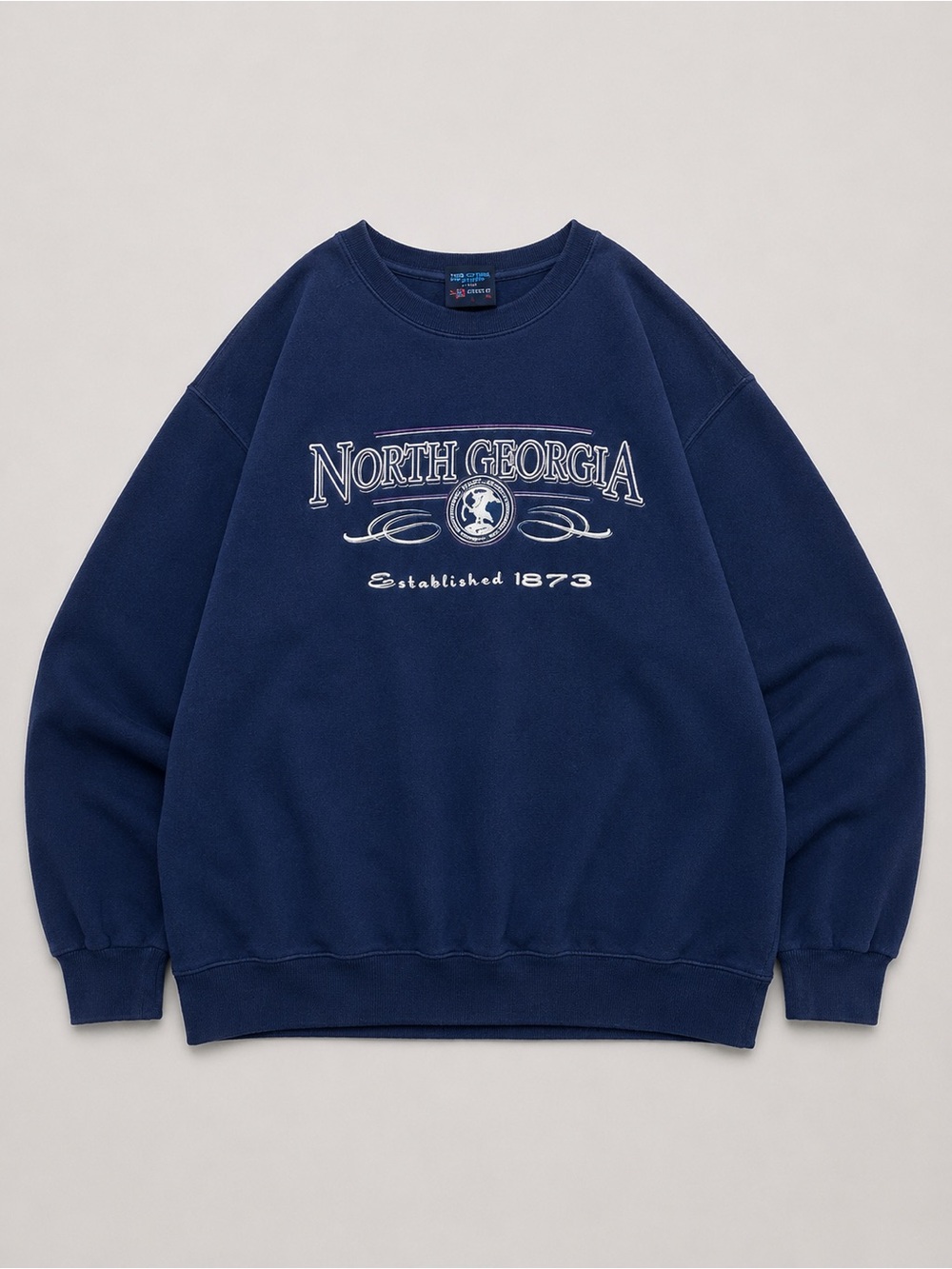 Russell Athletic Navy Crewneck Sweatshirt with North Georgia Chest Logo